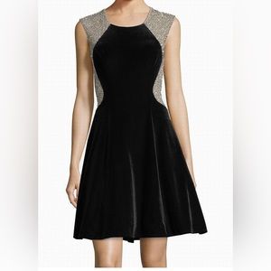 Xscape Dress in Black with Mesh/Rhinestone sides